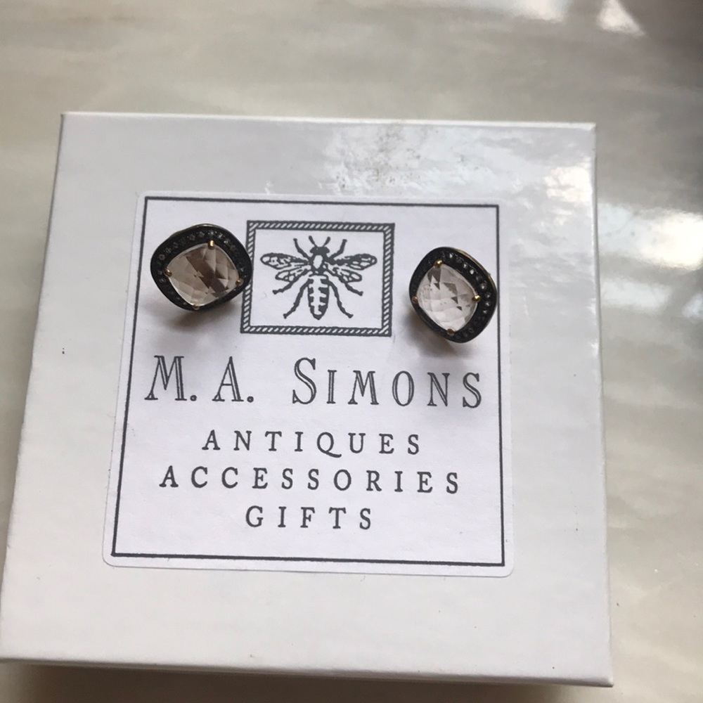 Bronze and clear stone vintage earrings